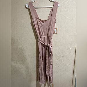 Reformation Helina Fit and flare midi dress in blush pink NEW M